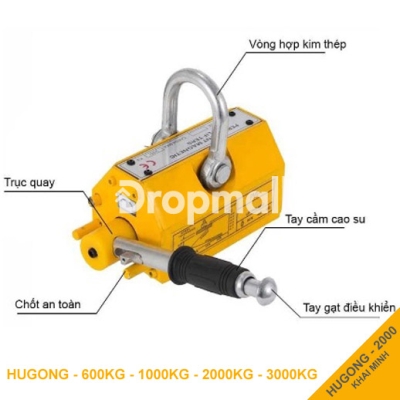 Nam châm hít cẩu Hugong tay gạt tải 2000kg